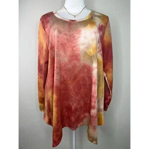 NWOT Green Envelope Los Angeles Fall Tie-Dye Sweatshirt Tunic Length - 2X Autumn